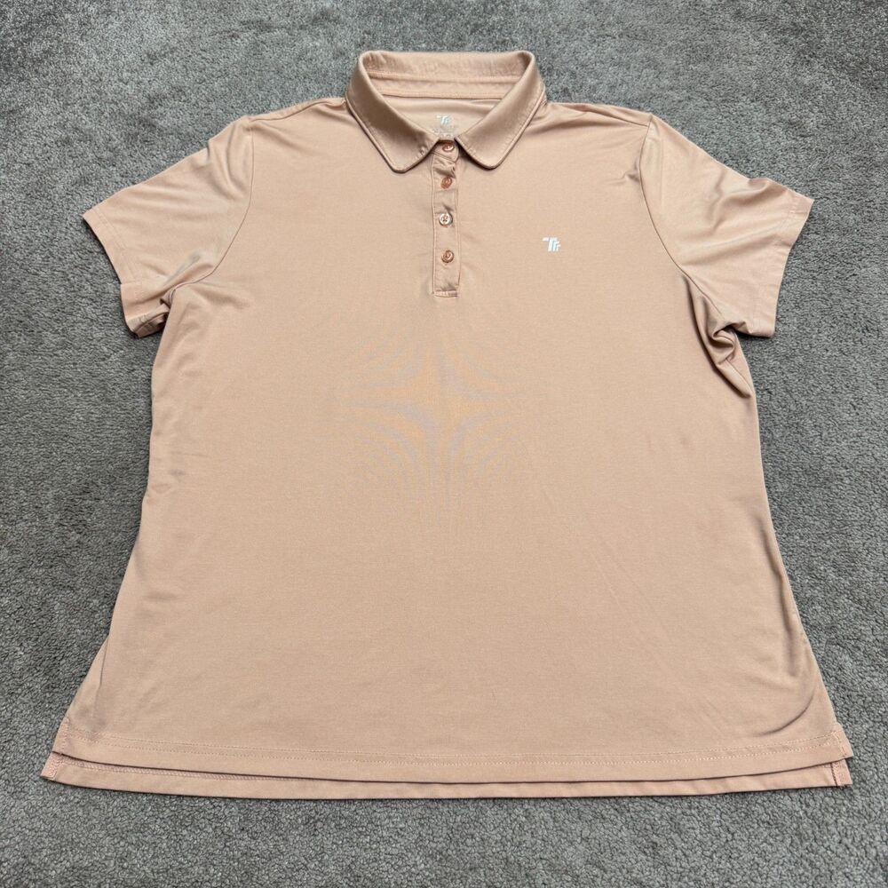 TBY Performance Stretch Short Sleeve Golf Polo Shirt Womens XL Nude Dusty Pink